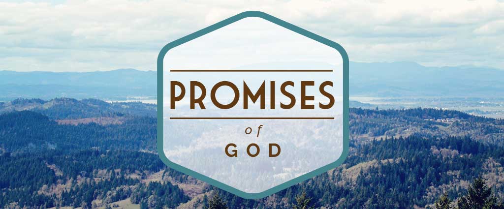 Mountain scene and the words Promises of God