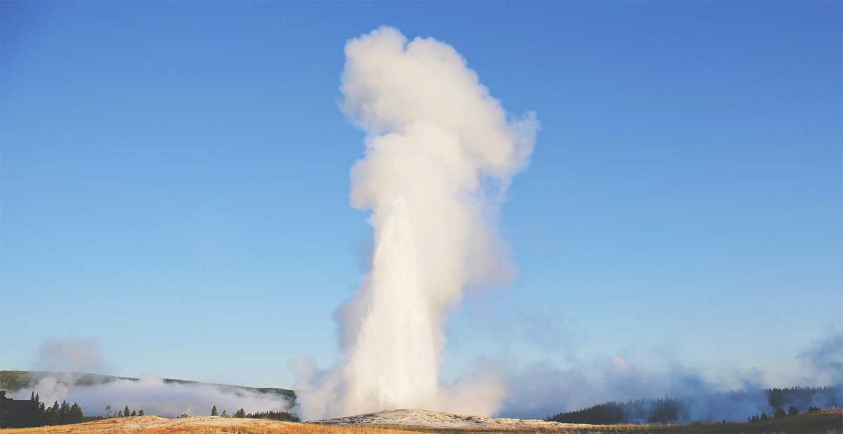 Old Faithful erupting