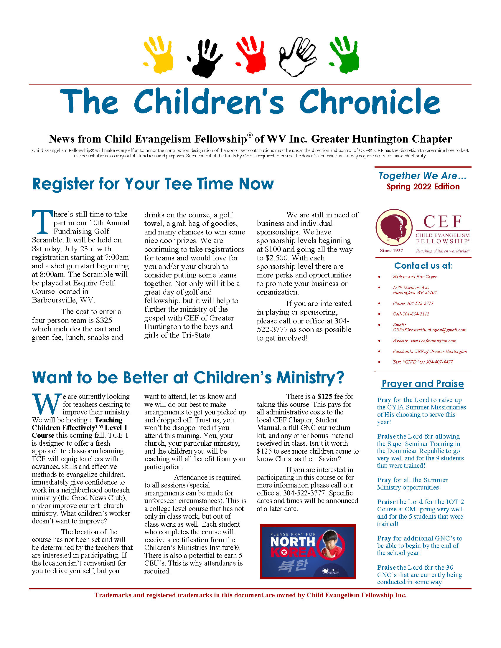 Spring 2022 Newsletter Page 1