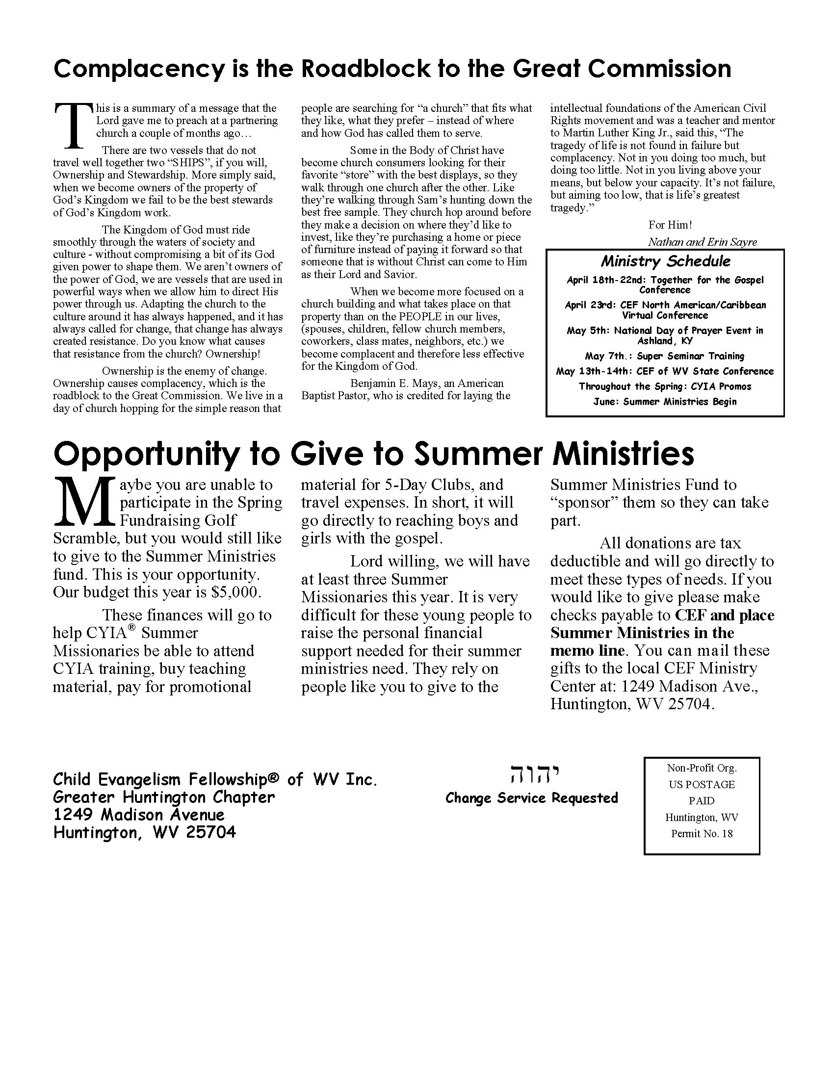 Spring 2022 Newsletter Page 2