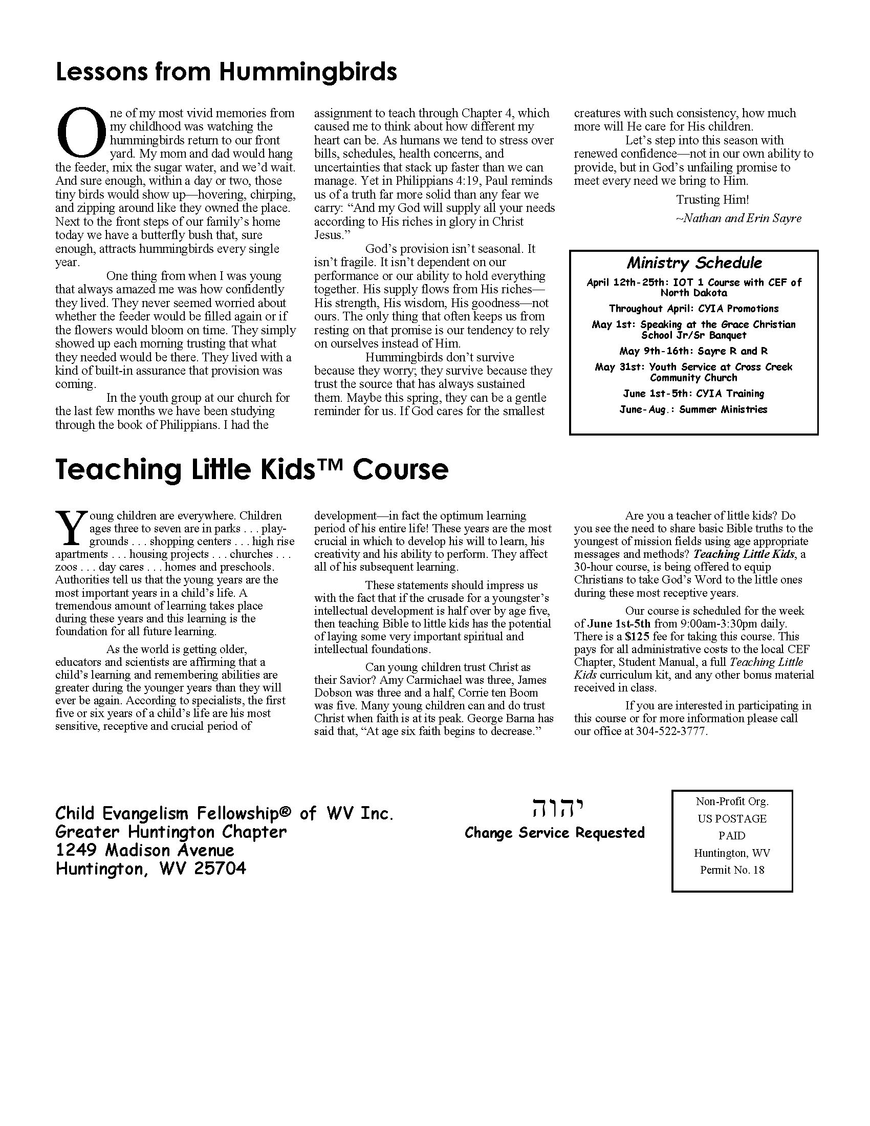 Spring 2026 Newsletter Page 2