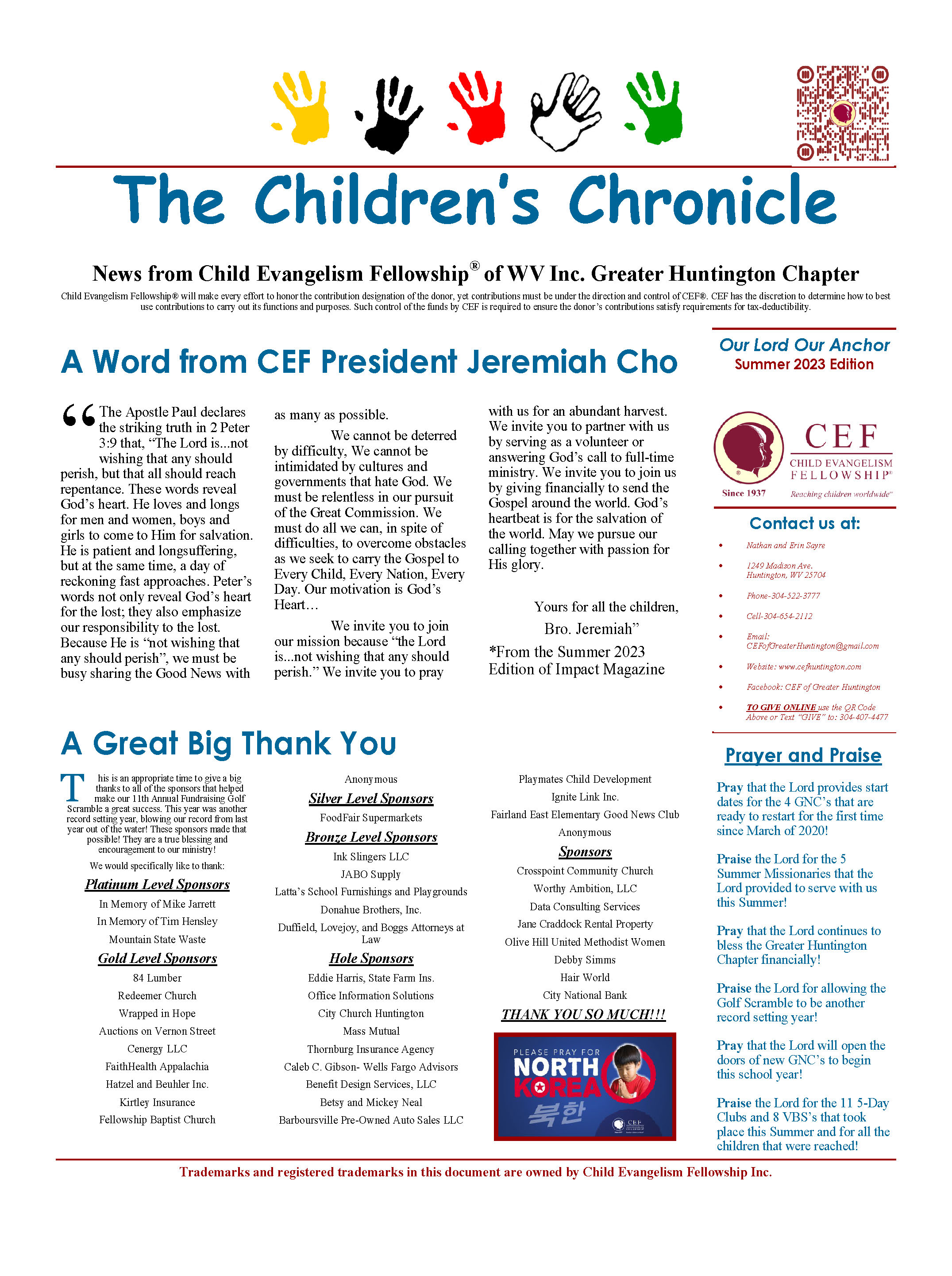 Summer 2023 Newsletter Page 1